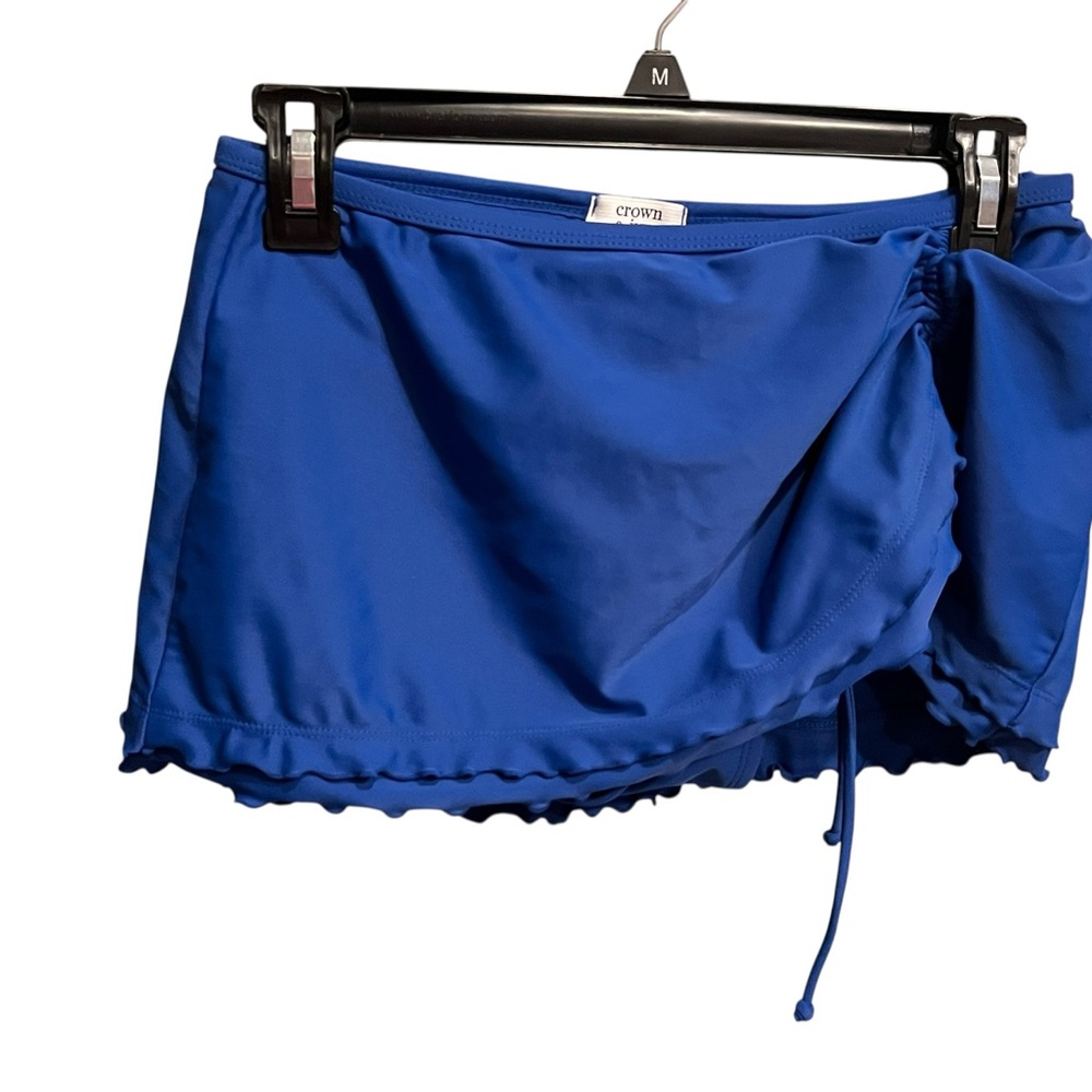 Blue Swim Skirt with Ruffle Hem